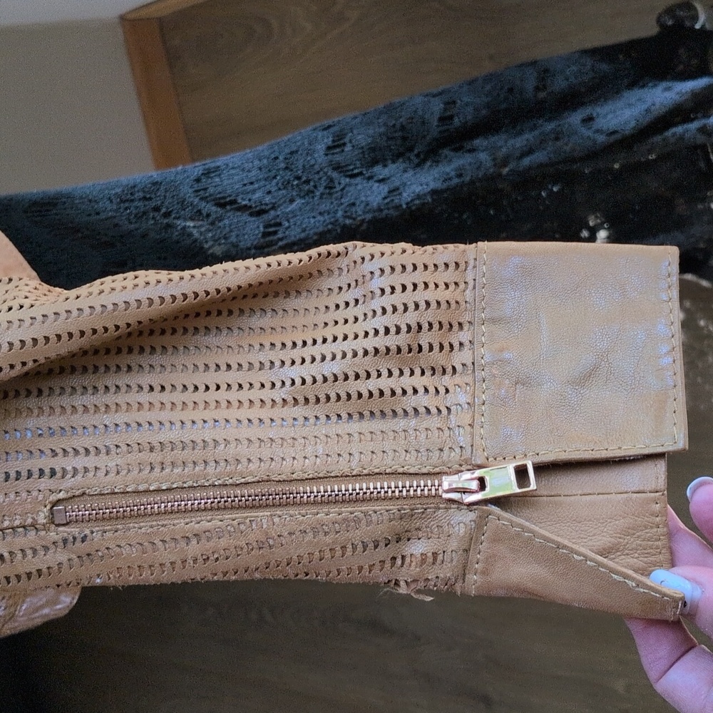 NWT Mauritius Caramel XXL 14 Tan Perforated Leather Jacket - Picture 4 of 15
